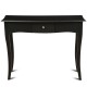 Elegant black console table with a storage drawer, crafted from acacia wood and MDF, perfect for hallway or living room.
