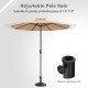 Patio market umbrella base stand with adjustable pole hole, durable resin material, ideal for poolside or backyard use.