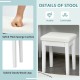 Padded stool with solid wood legs and soft cushion, designed for comfort in front of a vanity table.