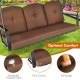 Outdoor 3-seat porch swing with removable coffee cushions and adjustable canopy for optimal comfort in your backyard.