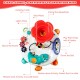 Top view of the Mind-Developing Explore Activity Center Table for Kids, featuring colorful buttons, piano keys, and.
