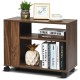 3-tier side table with wheels, featuring a wide tabletop for easy access to books and decor, ideal for any room.