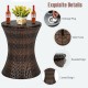 Height adjustable patio rattan cooler bar table in black, featuring a stylish design and built-in drainage plug for.