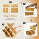Bamboo wine rack assembly steps showcasing the 8-bottle capacity and elegant butterfly design for easy setup.