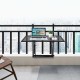 Railing folding table with adjustable heights, ideal for balcony use, featuring a compact design and sturdy iron.