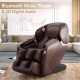 Brown Relaxe Zero Gravity Shiatsu Massage Chair with Bluetooth music player and heating, designed for full body.