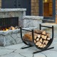 U-shaped steel firewood rack with a high load capacity of 66 lbs, perfect for indoor and outdoor wood storage.