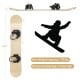 Snowboard with adjustable foot straps, made of sturdy wood, suitable for kids aged 5+, max weight capacity 176 lbs.