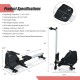 Folding magnetic rowing machine with aluminum rail, adjustable resistance, and digital monitor for effective workouts.