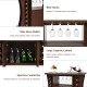 Rolling buffet sideboard in walnut with wine rack for 12 bottles, glass holders, and spacious cabinet for kitchen.