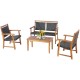 4-piece outdoor patio rattan furniture set with acacia wood frame, featuring a loveseat and two chairs, ideal for.