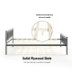 Queen wood platform bed frame with headboard, featuring solid plywood slats and extra support legs for stability.