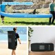 Inflatable 10.8 feet kayak set in blue with detachable seat and adjustable oar, ideal for easy transport and water.