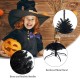 7.5 feet hinged black artificial Halloween Christmas tree with 1258 branch tips, perfect for festive indoor and outdoor.