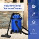 Blue 3 in 1 wet dry vacuum cleaner with blower function, 32ft power cord, and efficient filtration for versatile.