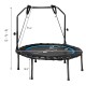 40-inch foldable fitness rebounder with adjustable handrail and resistance bands for indoor-outdoor exercise.