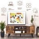 Industrial TV stand in rustic brown with 2-tier shelves and storage cabinets, perfect for TVs up to 55 inches.