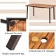 Acacia wood dining table with a 2" umbrella hole, powder-coated steel legs, perfect for outdoor gatherings.
