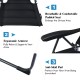 Adjustable backrest of a black patio folding chair made of steel and oxford fabric, perfect for outdoor relaxation.