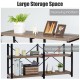 3-tier console table with natural finish, featuring a metal frame and large storage shelves for versatile home.