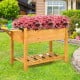 Elevated planter box made of fir wood with 8 grids, perfect for comfortable gardening on your patio or balcony.