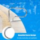 Stainless steel swimming pool handrail with a curved design, providing stability and easy access for pool entry and.