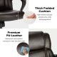 Thick padded cushion and premium PU leather detail of the adjustable executive office chair for comfort and durability.