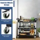 3-shelf utility service cart with aluminum frame, 490lbs capacity, featuring rolling wheels and a braking system for.