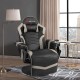 Ergonomic high back massage gaming chair in gray with adjustable backrest and footrest for ultimate comfort.