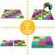 Colorful 58-inch baby folding activity floor mat made of non-toxic PU and EPE, perfect for safe play and easy storage.
