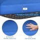 Thickened blue cushion detail with waterproof cover for 3 pcs solid wood frame patio rattan furniture set.
