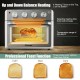 19 Qt convection air fryer toaster oven with 4 knobs, 7 cooking functions, and transparent window for easy monitoring.