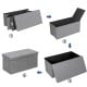 Folding storage ottoman in light gray with a lift top, showcasing spacious interior for organizing clothes and blankets.