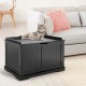 Black cat litter box enclosure with double doors, sturdy MDF, and spacious top for cats to sit or play.