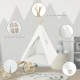 Portable 5.5 ft cotton kids' play tent with sturdy pine poles, side window for ventilation, ideal for indoor and.