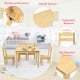 Kids' pine wood table and chair set highlighting ergonomic backrest and safe rounded corners for comfort and safety.