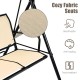 Cozy fabric seat detail of the 3-person steel frame patio swing with adjustable canopy for outdoor relaxation.