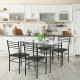 5-piece dining set featuring a tempered glass top table and 4 upholstered chairs, ideal for kitchens or dining rooms.