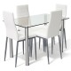 Close-up view of a white PVC leather dining chair with a high back, designed for comfort in modern dining settings.