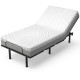 Adjustable bed with 8-inch gel memory foam mattress, featuring a steel frame and customizable head and foot angles.