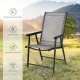 Gray folding patio chair with textilene fabric and steel frame, perfect for outdoor camping and gatherings.