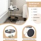 Round side table with removable tray, grey dolomite top, and golden metal frame for small spaces and versatile use.