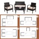 4-piece patio rattan conversation set featuring a loveseat, 2 single sofas, and a coffee table for versatile outdoor.