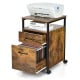 2-drawer mobile file cabinet in rustic brown with open shelf, suitable for letter size files, ideal for office use.