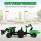 12V kids ride-on excavator in green with shovel bucket, showcasing soft start function for smooth acceleration.