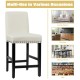 Beige kitchen chair with rubber wood legs, featuring a soft cushion and curved backrest for comfort and support.
