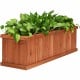Wooden decorative planter box made of natural fir, featuring a long design with plants, ideal for indoor and outdoor.