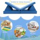 Convertible blue kids couch set with 2 folding mats and pillows, perfect for playrooms and imaginative activities.
