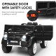 Licensed Mercedes-Benz kids ride-on car in black with openable doors and safety locks for secure playtime fun.