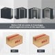 7 feet x 4 feet gray metal storage shed with sliding double lockable doors, shown in two package boxes for delivery.